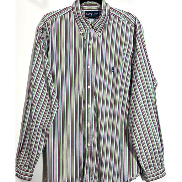 VTG Ralph Lauren Button Down Classic Fit Colorful Casual Preppy Men's Size 17/XL - Picture 2 of 9